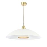 DUETTO lampa wisząca satynowy złoty 1x40W E27 klosz biały+biały z paskiem złotym