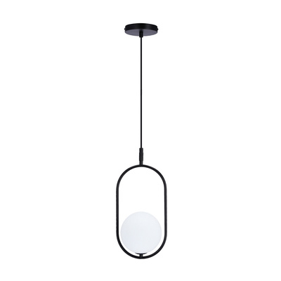 Lampa wisząca CORDEL elegancka - czarna z białym kloszem kulką - nowoczesne oświetlenie salonu i łazienki 1x G9 LED