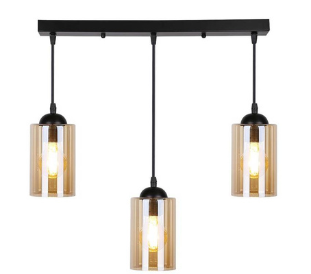 Suspension noir / bande marron 3xE27 Bistro 33-00545