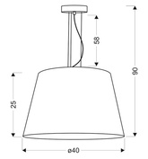 Plafonnier suspendu 1X60W E27 blanc ENYO
