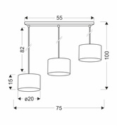 Lampa wisząca z abażurami Pandy czarna potrójna do salonu E27 model standard