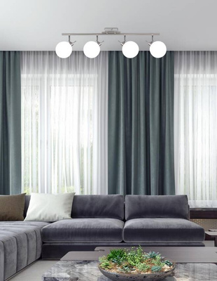 Lampa sufitowa Bolo listwa ze szklanymi kloszami 4-punktowa do salonu