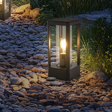 Lampa ogrodowa CISSUS – czarna metalowa lampa stojąca E27 IP54 - nowoczesne oświetlenie zewnętrzne