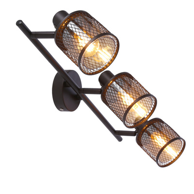 Plafoniera cafea aurie abajur chihlimbar 3xE14 Canabera Candellux 93-82541