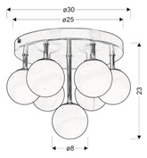 Plafonnier candellux etiuda 97-89314 plafond 230v nickel mat