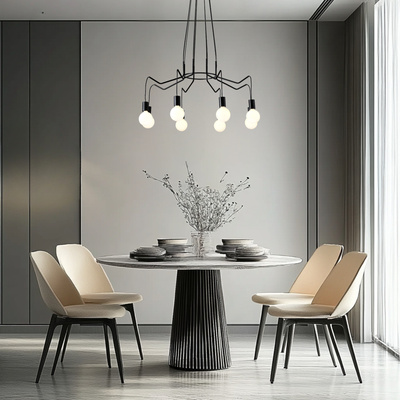 Lampa wisząca Basso 8-punktowa czarna matowa nad stół do jadalni