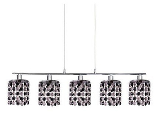 Lampă suspendată crom cu cristale alb-negru 5x40W Royal Candellux 35-35724