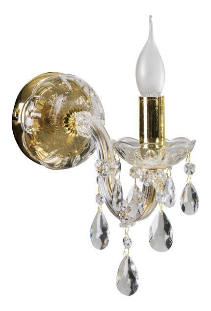 Kryształowy kinkiet ścienny MARIA TERESA 1x E14 złoty - elegancka lampa ścienna glamour