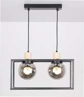 Hanging lamp black metal smoked 2xE27 Retro 2 32-00750