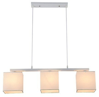 Hängelampe weiß + beige gewebter Lampenschirm 3x40W Boho Candellux 33-58362