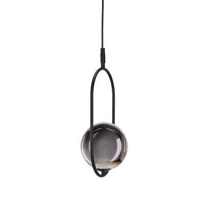 Pendant lamp CORDEL elegant black with graphite globe shade modern lighting for living room and bathroom 1x G9 LED