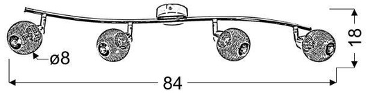 Wall lamp strip 4X40W G9 chrome NOVEL 94-06981