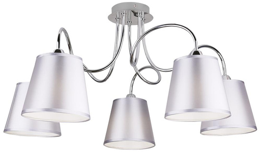 Chrom-Deckenleuchte 5x40W mit Stoffschirm Luk Candellux 35-70753