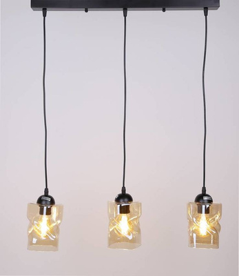 Hängelampe schwarz/bernsteinfarbener Streifen 3xE27 Felis 33-00187