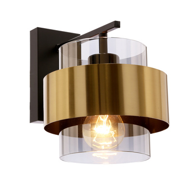 Applique Spiega laiton noir e27 avec abat-jour incolore
