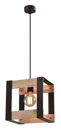 Suspension métal noir + bois 40W E27 Varna 31-78513