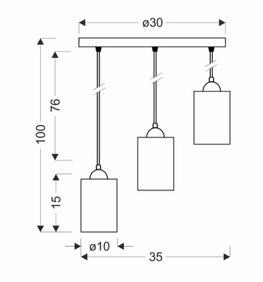 Hanging lamp 3xE27 35cm black/brown Bistro 33-00576