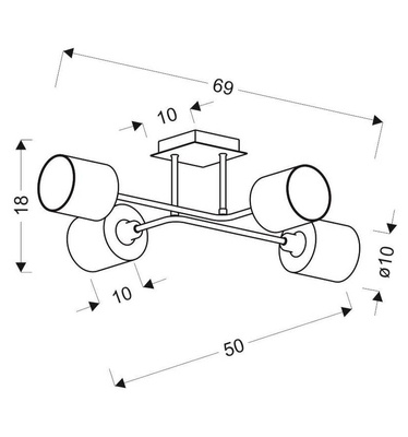 Plafoniera abajur țesut nichel satinat 4x40W Sax Candellux 34-70685