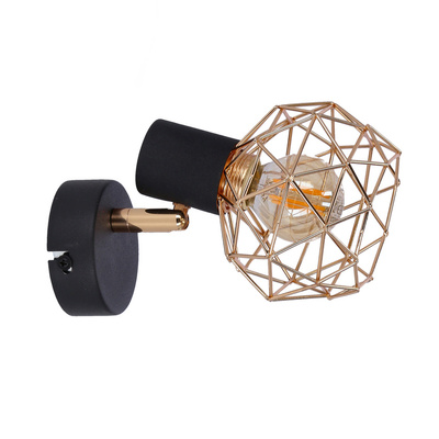 Lampa de perete neagra un singur abajur cupru Acrobat 91-22240