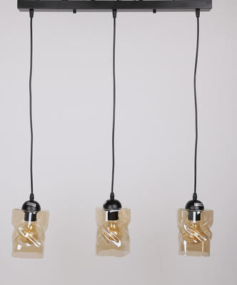 Hängelampe schwarz/bernsteinfarbener Streifen 3xE27 Felis 33-00187