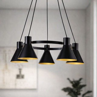 Hängelampe schwarz und gold matt Decke 5x40W Mehr Candellux 35-71163