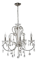 Lampa suspendata cromata cu candelabru din cristale 5x40W Aurora Candellux 35-96152