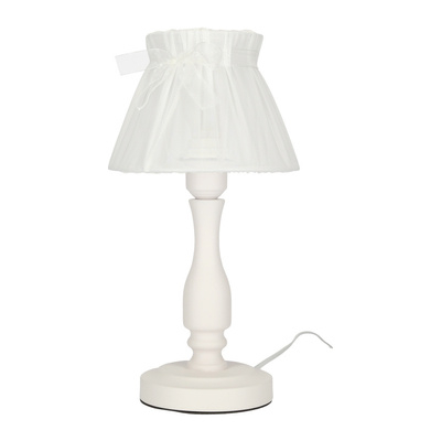 Lampa stołowa nocna biała abażur z organzy 40W E27 Zefir Candellux 41-73815