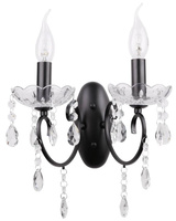 Double black wall sconce with crystals Aurora Candellux 22-73723
