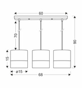 Bianco hanging lamp white 3x40w e27 lampshade white + walnut 33-17550