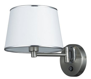 Silver adjustable wall lamp with a switch white lampshade Ibis Candellux 21-00883