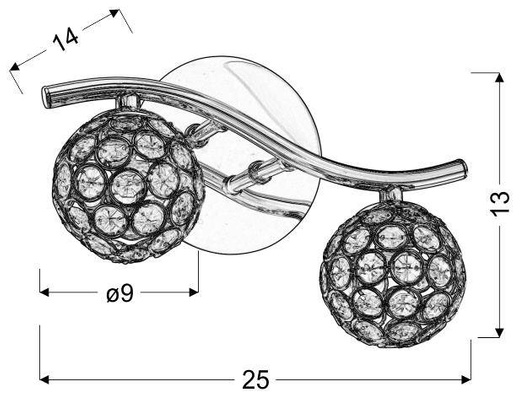 Lampa ścienna kinkiet 2X40W G9 chrom STARLET 92-85798