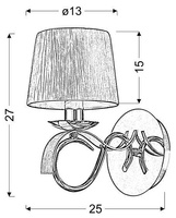 Wandleuchte Chrom + goldweißer gewebter Lampenschirm 40W E14 Candellux Denis 21-23643