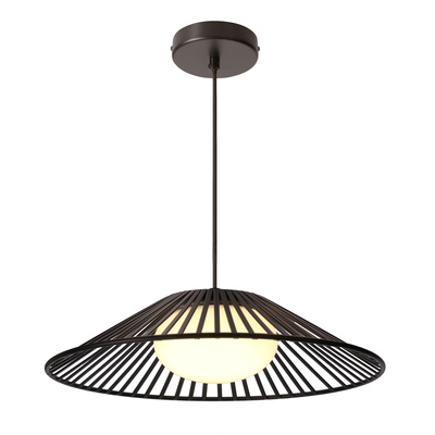 Suspension Sonte 50 noire abat jour en verre blanc pour table