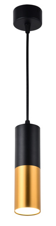 Lampa wisząca tuba czarna złota GU10 metalowa