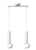 Lampa tuba wisząca biała podwójna metalowa 2xGU10