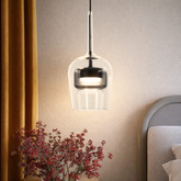 Lampa wisząca Glaxi szklana szara transparentna do salonu GX53