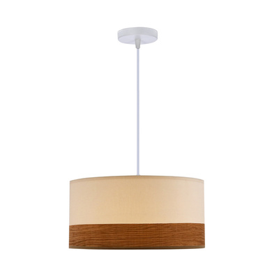 Bianco suspension blanc 1x40w e27 blanc + abat-jour en noyer