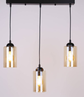 Lampa suspendata neagra / banda maro 3xE27 Bistro 33-00545