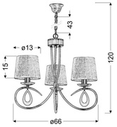 Suspension chrome / abat-jour tissé blanc 3x40W Arnika Candellux 33-21663