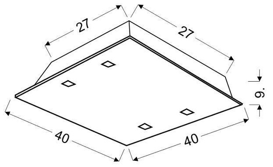 Plafoniera din sticla patrata LED 16W 6500K 40x40cm Arty Candellux 10-61027