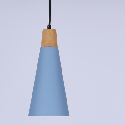 Suspension métal bleu + bois Faro Ledea 50101258