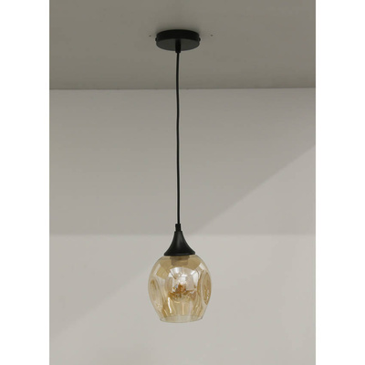 Lampă suspendată din sticlă neagră/maro Aspa 31-00583