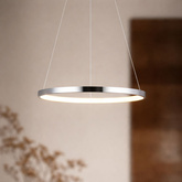 Suspension LED 18W anneau rond 29cm chrome Lune 31-64592