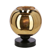 Lampe de table Trio noir e27 avec abat-jour doré 41-11978