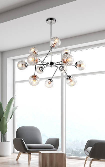 Hanging ceiling lamp chrome with glass shades 12x40W Best Candellux 30-64806