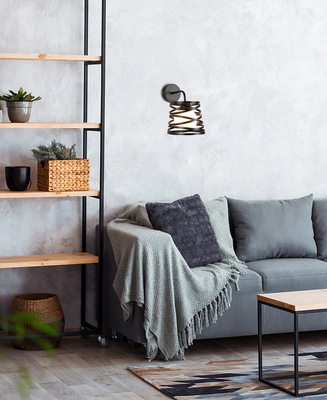Aplica de perete metalica neagra + abajur sticla Akita Ledea 50401058