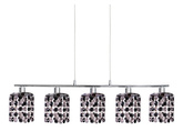 Hanging lamp chrome with black and white crystals 5x40W Royal Candellux 35-35724