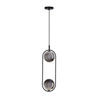 Hanging lamp CORDEL elegant black with graphite ball shades minimalist living room lighting 2x G9 LED
