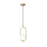 Lampa wisząca CORDEL elegancka - złoty mosiądz z białym kloszem kulką - nowoczesne oświetlenie sufitowe salonu i łazienki 1x G9 LED