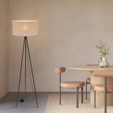 SHANTI lampa podłogowa czarny 1x40W E27 abażur beżowy 51-38760